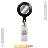 Black 1-1/4" (32MM) Reinforced Belt Clip Badge Reel with Silver Sticker