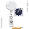 White Badge Reel With Clear Vinyl Strap & Swivel Spring Clip