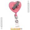 10 Pack of - Pink Heart Shaped Breast Cancer Awareness Badge Reels